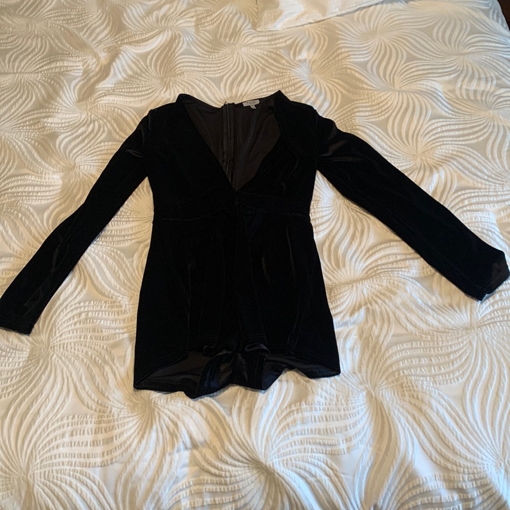Velvet romper deep v
